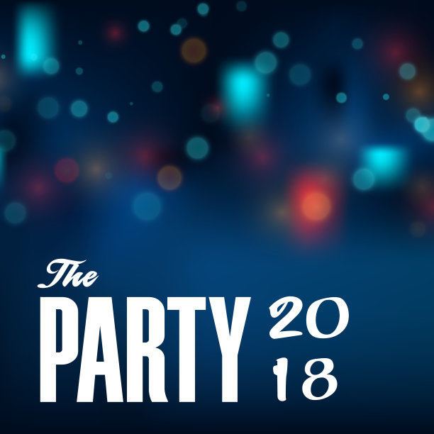 The Party 2018模糊蓝色背景矢量图像图片下载