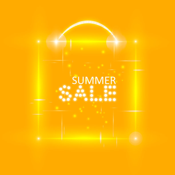 超级夏季销售横幅与魔术盒在橙色的背景。商业季节性购物概念，向量图片下载