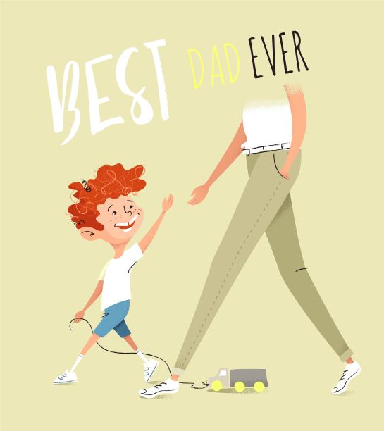 父亲和儿子走在一起。图片下载