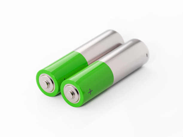 AA号2号绿色电池在白色背景图片下载