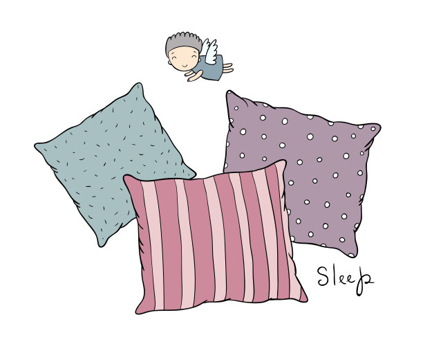 漂亮的枕头和可爱的小天使。图片下载