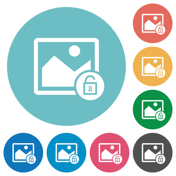 解锁图像平面圆形图标图片下载