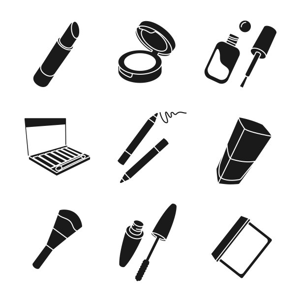 化妆品轮廓图标集图片下载