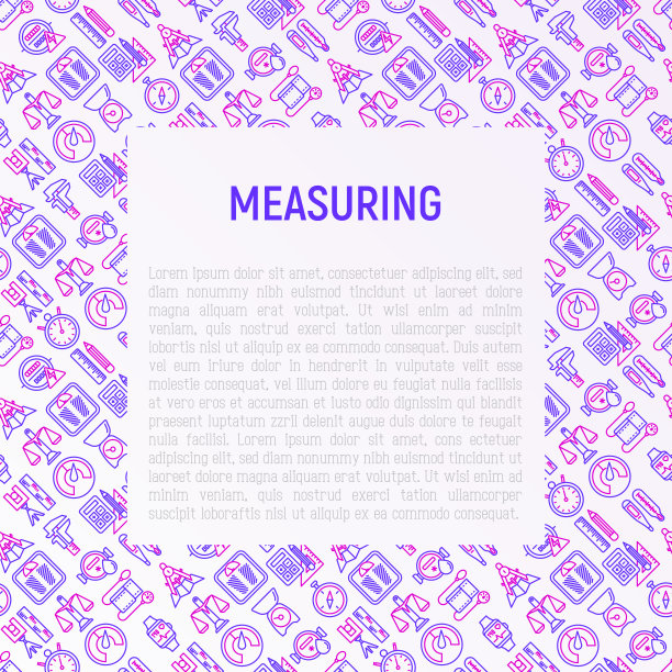 测量概念与细线图标:秒表，体重秤，速度计，智能手表，黄铜秤，温度计。现代矢量插图的网页，横幅，印刷媒体。图片下载
