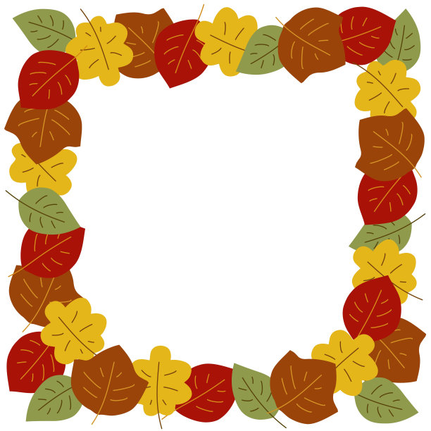 矢量插图的秋天背景与彩色的树叶框架图片下载