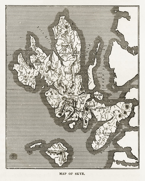 斯凯岛地图，苏格兰维多利亚时代版画，1840年图片下载