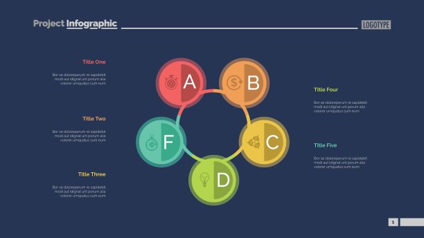 五连通圆幻灯片模板图片下载