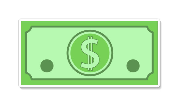 彩色图像卡通设置纸币与货币美元符号矢量插图图片下载