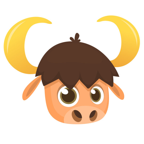 卡通美国公牛(水牛，公牛，野牛)头图标，孤立在白色背景。为儿童和儿童的彩色书页图片下载