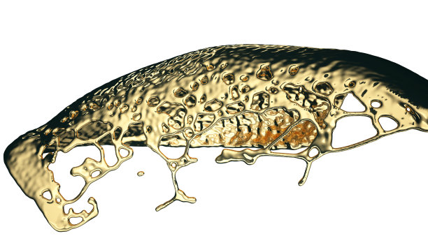 液体金色或油飞溅和飞溅孤立在白色。3d渲染，3d插图图片下载