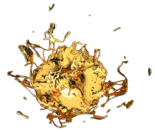 熔化的黄金或油溅孤立在白色。3d渲染，3d插图图片下载