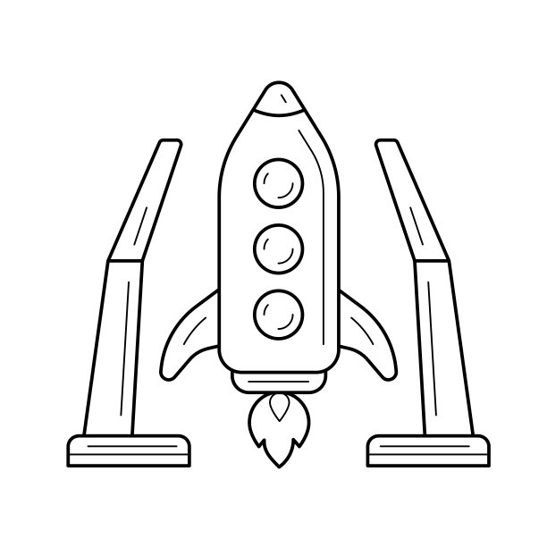 宇宙飞船发射线性图标图片下载