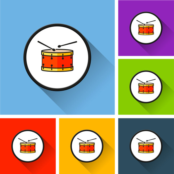 带有长影子的鼓图标图片下载