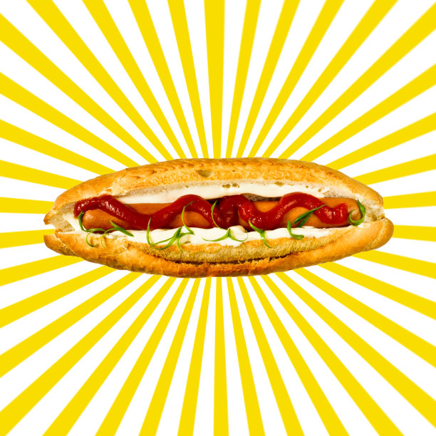 热狗在明亮的背景上图片下载