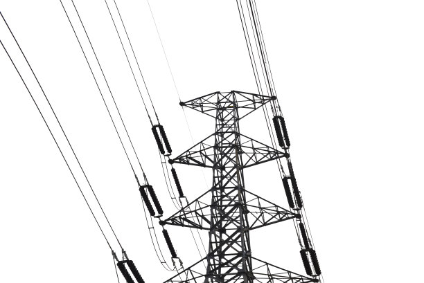 电力线隔离在白色背景上。图片下载