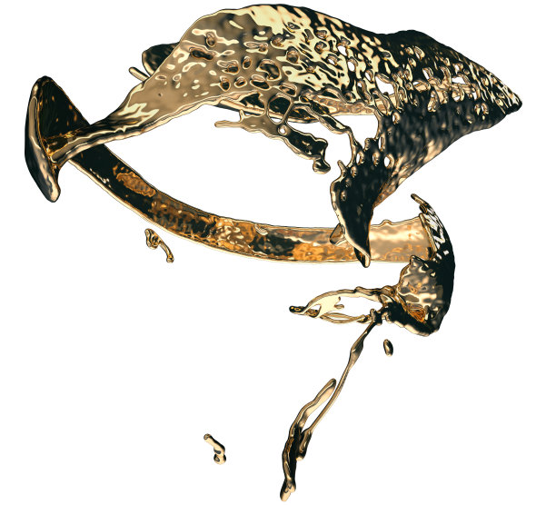 液体金色或油飞溅在白色上。3d渲染，3d插图图片下载