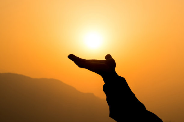 手伸向金色的太阳图片下载