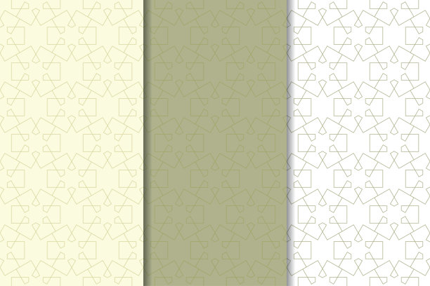 橄榄绿和白色的几何装饰。无缝模式集图片下载