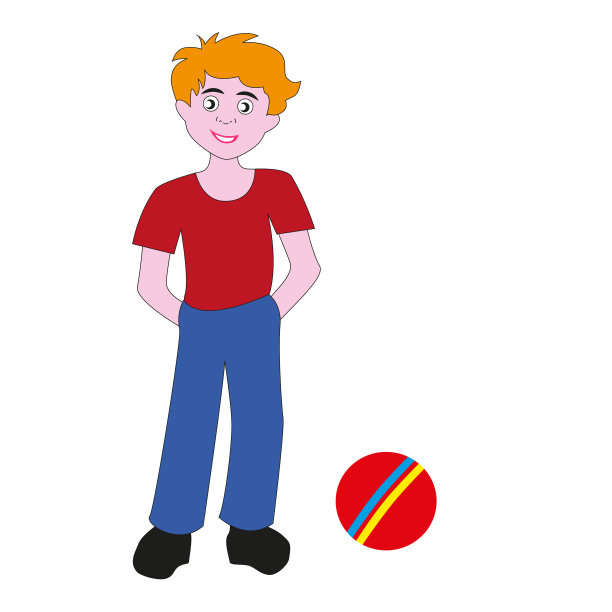 拿着橡皮球的少年。图片下载