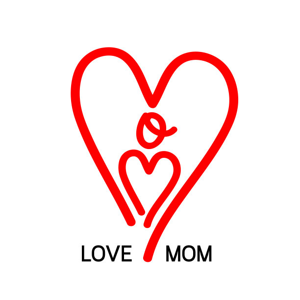 爱妈妈图标设计，心形字体。图片下载