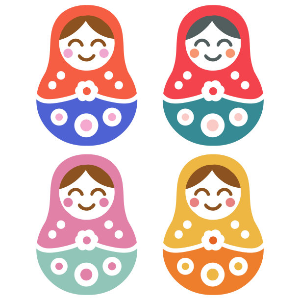 嵌套娃娃。插图上的白色背景。图片下载