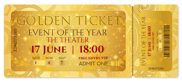 黄金券、黄金代币(撕脱券、优惠券)，有曲线图案图片下载