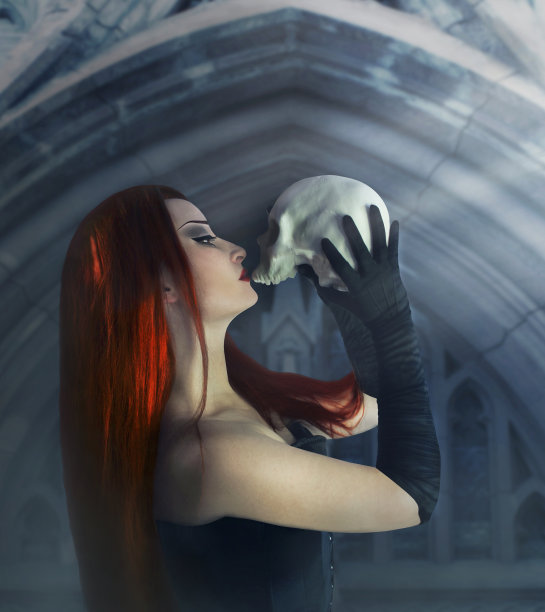 有头骨轮廓的女人图片下载