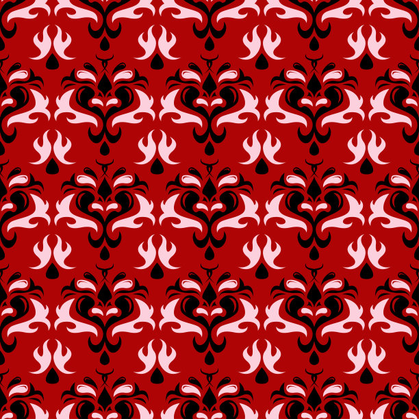 红色背景上的花无缝图案图片下载