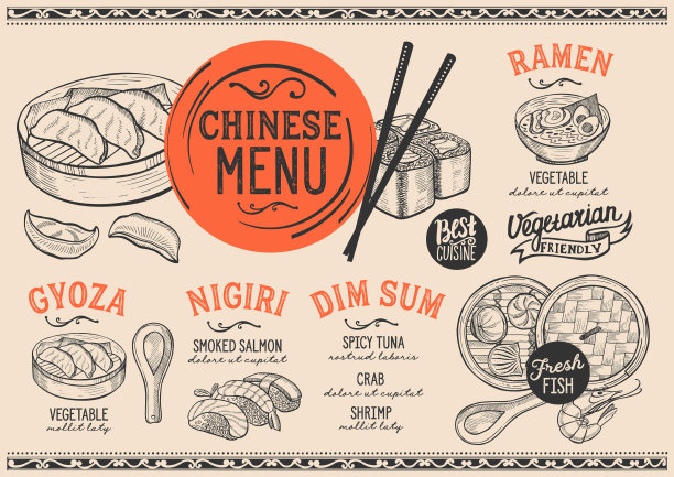 日式菜单餐厅，寿司食物模板。图片下载