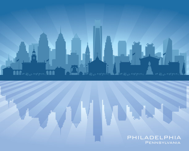 费城宾夕法尼亚州城市天际线轮廓图片下载