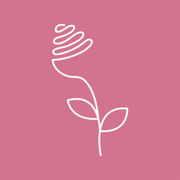 连续线描玫瑰叶-抽象的现代或装饰。图片下载