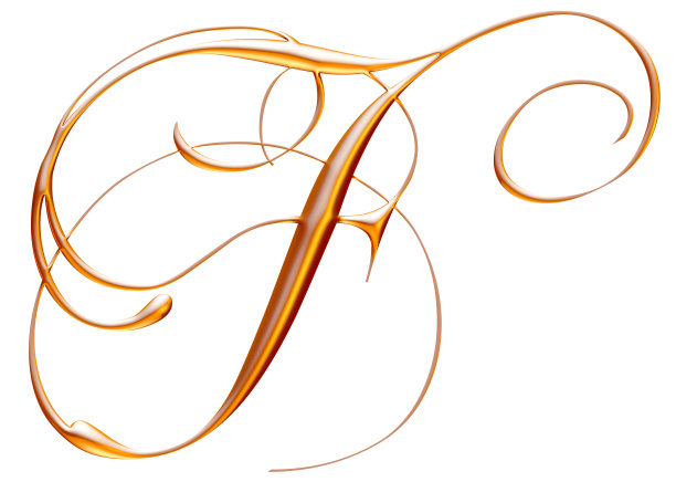 金色字母，字母F，白色背景，斜面金色效果，3d插图图片下载