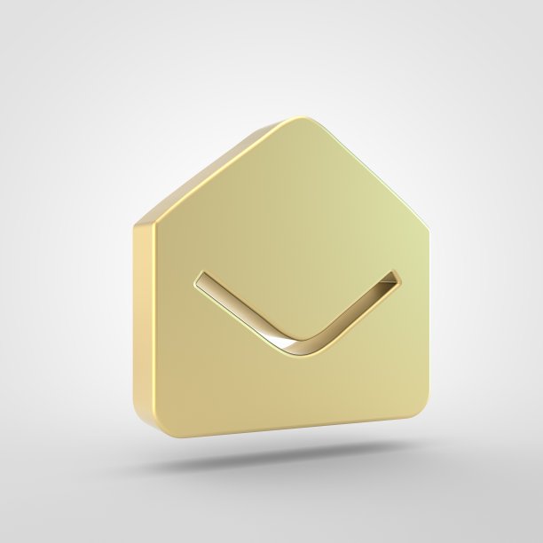 金色开放信封图标孤立在白色背景。图片下载