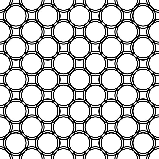 无缝抽象单色圆网格图案-简单的半色调矢量背景图形图片下载