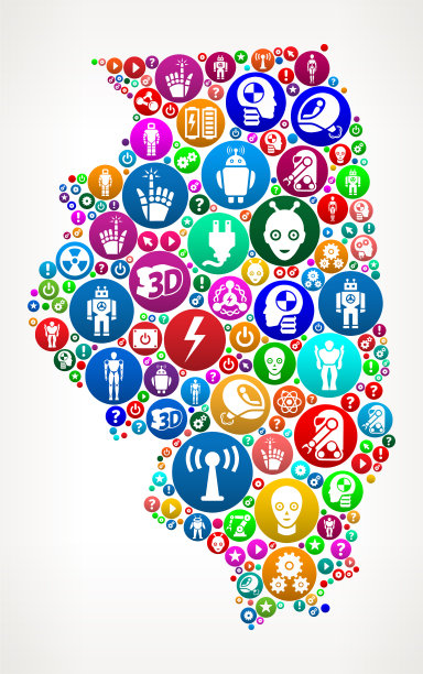 伊利诺斯机器人和机器人矢量图标模式图片下载