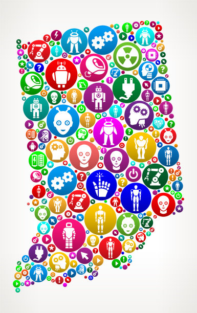 印第安纳机器人和机器人矢量图标模式图片下载