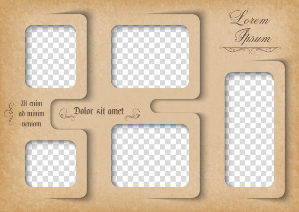 复古风格的照片拼贴模板。用于剪贴蒙版的帧在矢量文件中图片下载