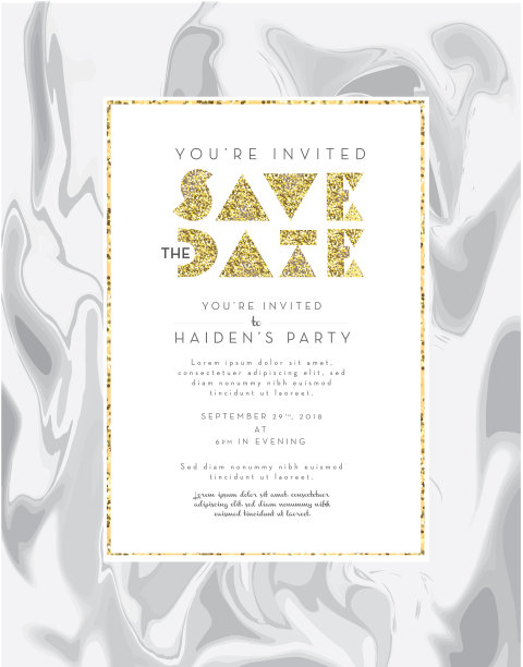 金色闪光和大理石邀请设计模板背景图片下载