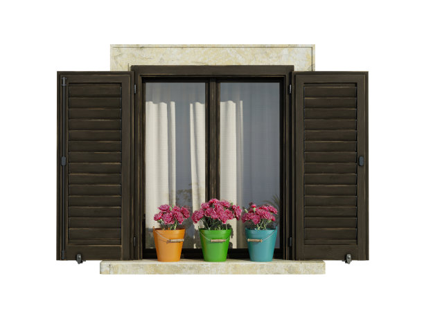 老窗户孤立在白色图片下载