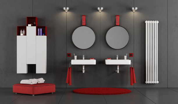 现代浴室有两个双脸盆图片下载