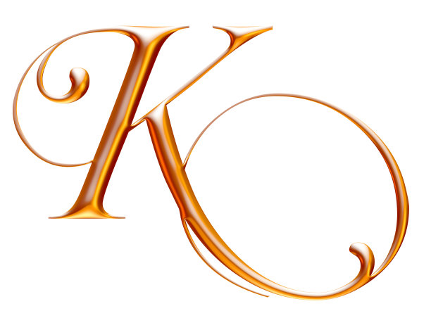 金色字母，字母K，白色背景，斜面金色效果，3d插图图片下载