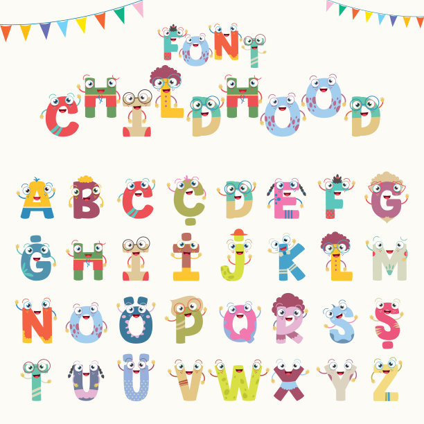 卡通字母矢量图素材图片