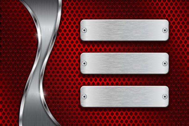 红色穿孔背景与空白钢板和铬波图片下载