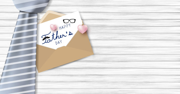 父亲节快乐设计领带和白色纸在棕色信封上与复制空间矢量插图图片下载
