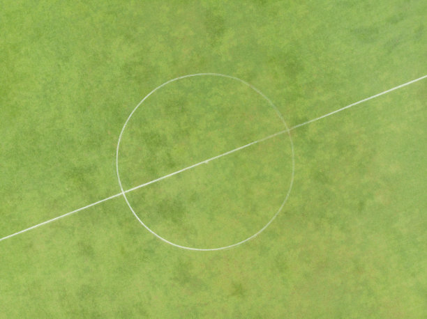 在绿色足球场的中心架空图片下载