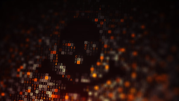 电脑屏幕上十六进制代码外的海盗符号图片下载