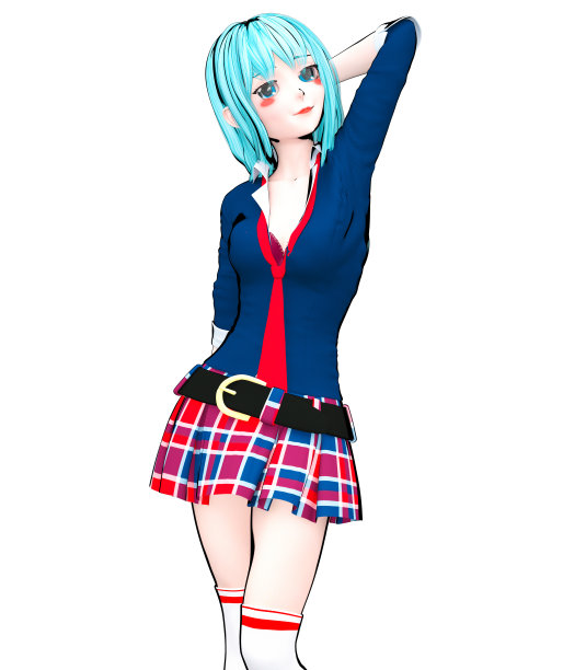 3D日本动漫女学生。图片下载