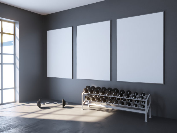 模拟场景，3d插图，运动，健身房，健身，更衣室墙壁，白色透视，图片图片下载