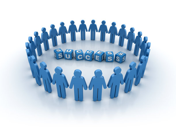 图标团队与成功流行语立方体- 3D渲染图片下载