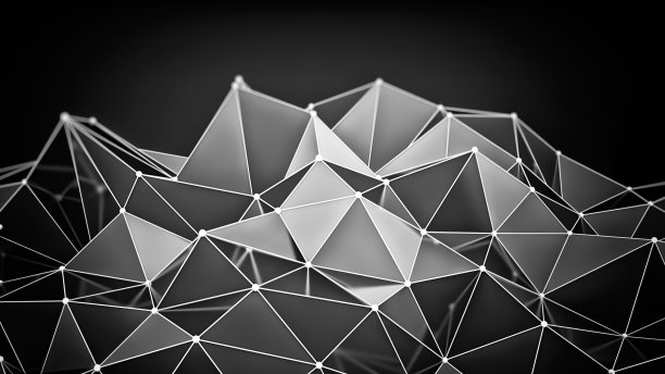 光滑的铬多边形形状3D渲染图片下载